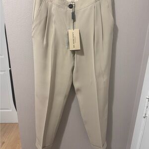Burberry Silk trousers in Trench color, size 4 US (38 EU), new with tags.